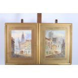 E NEVILLE DUTCH SCHOOL ANTWERP AND GHENT Watercolours A pair 37cm x 27cm