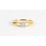 A 18CT YELLOW GOLD PRINCESS CUT DIAMOND DRESS RING Diamond .