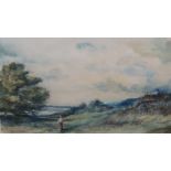 C.J. Thornton, 1) Lad on Yorkshire Moors, 2) Sheep on Yorkshire Moors, Watercolours, Signed, 30 x 23