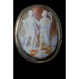 Large gold metal frame oval cameo - 6.8 cm ht.