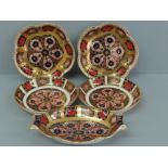Royal Crown Derby two pairs of small dishes with Old Imari decoration, diameter 10 cm, pattern no.