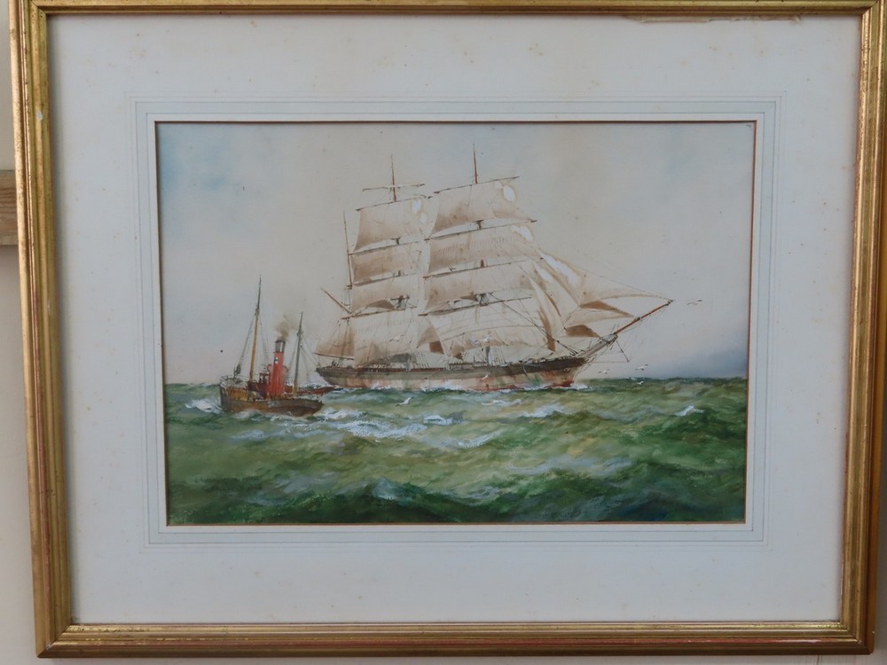 William Minshall Birchall (1884-1941), A Russian grain carrier, Watercolour, Signed and titled, 27 x - Image 2 of 3