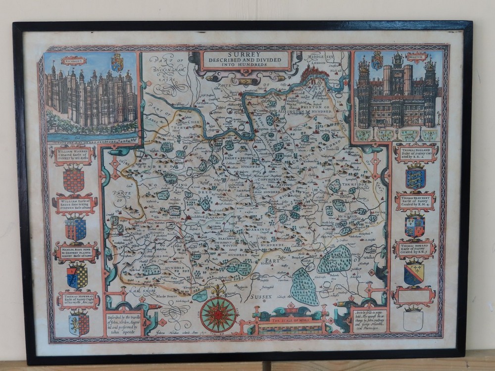 AMENDED John Speede 1627, map of Surrey, copy