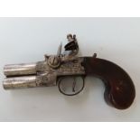 18th / 19thC double barrelled tap-action pocket pistol by Sharp & Pitt with screw off 3.3 cm