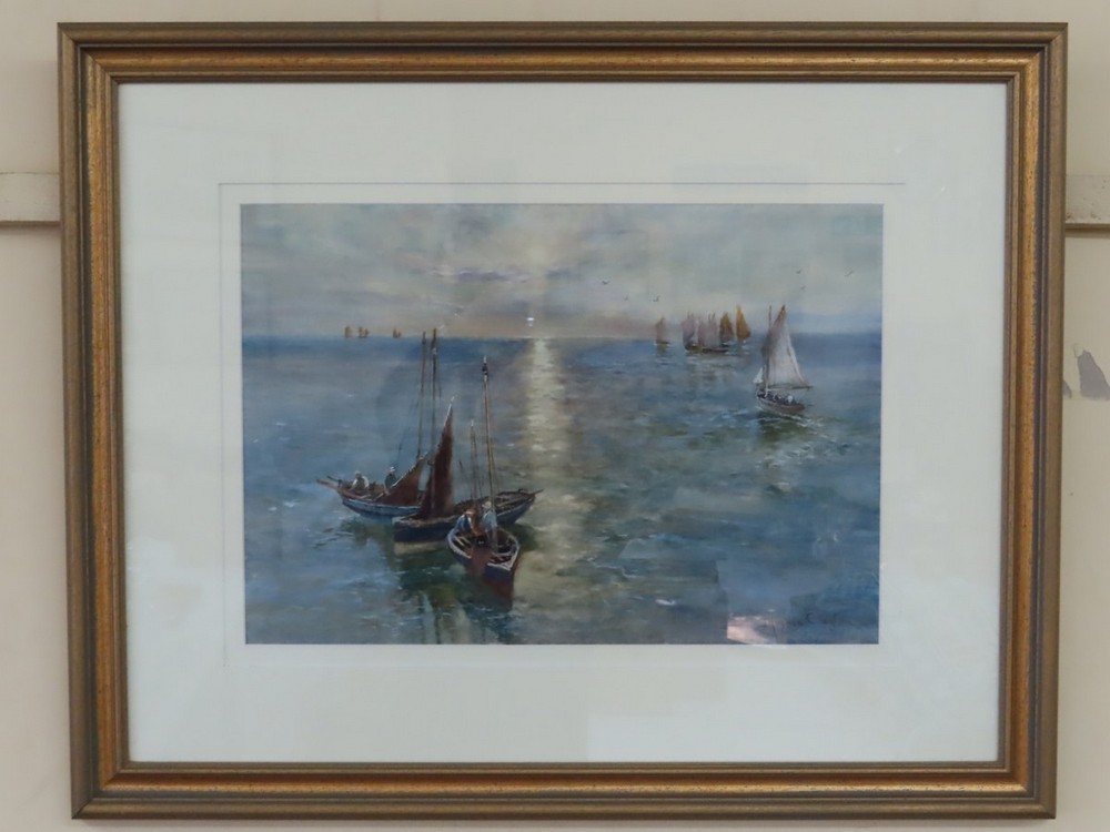 J Hughes Clayton - British, Manx fishing fleet, Watercolour, Signed, 34 x 49 cm (AMENDED