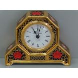 Royal Crown Derby quartz mantel clock with Old Imari decoration, ht. 10.5 cm, pattern no. 1128, in