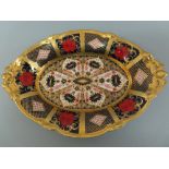 Royal Crown Derby oval dish with Old Imari decoration, length 29 cm, pattern no. 1128 in original