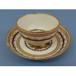 Derby porcelain c1785 tea bowl and saucer each painted with a miniature landscape by Zacheria