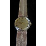 9ct gold gent's Omega wrist watch with integral chain mail strap - total weight 51.5 g