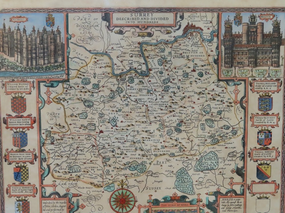 AMENDED John Speede 1627, map of Surrey, copy - Image 2 of 3