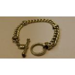 14ct gold link bracelet with baton and ring clasp - 12.7 g