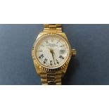 ROLEX lady's Date 18K yellow gold Oyster Perpetual automatic wrist watch with President bracelet,