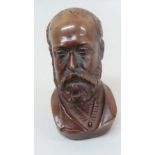 J P Danbier ?, Head and shoulders portrait of a man with a beard, brown patinated bronze, signed,