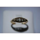 18ct. gold five stone diamond ring - size N