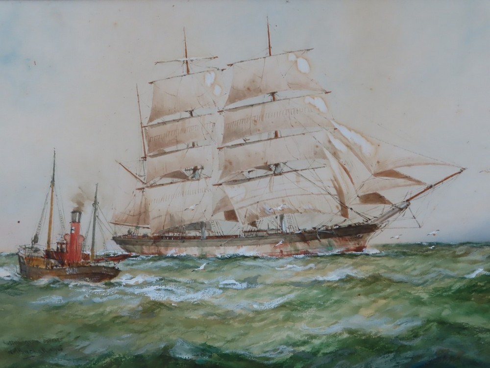 William Minshall Birchall (1884-1941), A Russian grain carrier, Watercolour, Signed and titled, 27 x