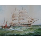 William Minshall Birchall (1884-1941), A Russian grain carrier, Watercolour, Signed and titled, 27 x