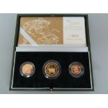 The 2004 UK Gold Proof Three Coin Sovereign Collection No 0475. Cased with certificate