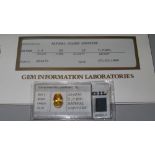 Natural golden sapphire 7.03 ct., 3.5 colour, 60 tone, L1 clarity, cased with certificate