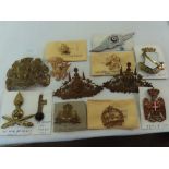 Collection of Italian, German, Indian, Belgian military plates, badges, etc.