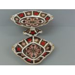 Royal Crown Derby fruit tazza of oval form with Old Imari decoration, ht. 12.5 cm, pattern no. 1128,