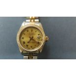 ROLEX lady's Datejust 18 ct gold and steel Oyster Perpetual automatic wrist watch with Jubilee