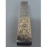 Victorian chased silver case for razor strop. Birmingham 1887, maker A & JZ, 6 ozt