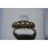 Edwardian 15ct. gold pearl ring - size M / N