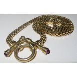 9ct gold chain necklace with amethyst and aquamarine inserts to baton clasps. 18.6 g, length 45 cm