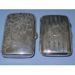 Two silver cigarette cases, Birmingham 1908 and 1915