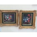 Van Bloemant ? 20thC, Still life basket of flowers, Oils on boards (a pair), Signed, see Harrod's