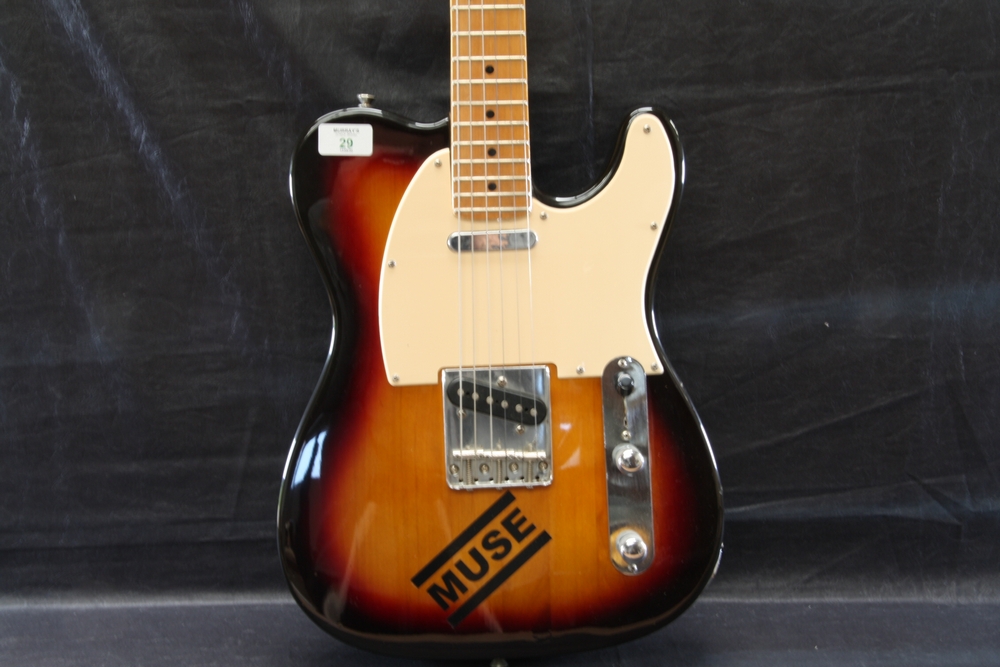 Jim Harley sunburst telecaster style guitar lipsick neck pickup and single coil bridge pickup, three - Image 3 of 3