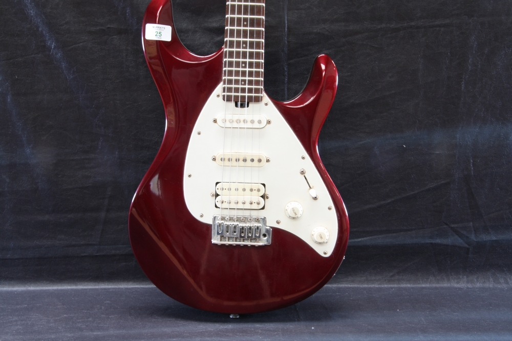 OLP red electric guitar - two single and one humbucker pickups, five way switch, one volume and tone - Image 3 of 3