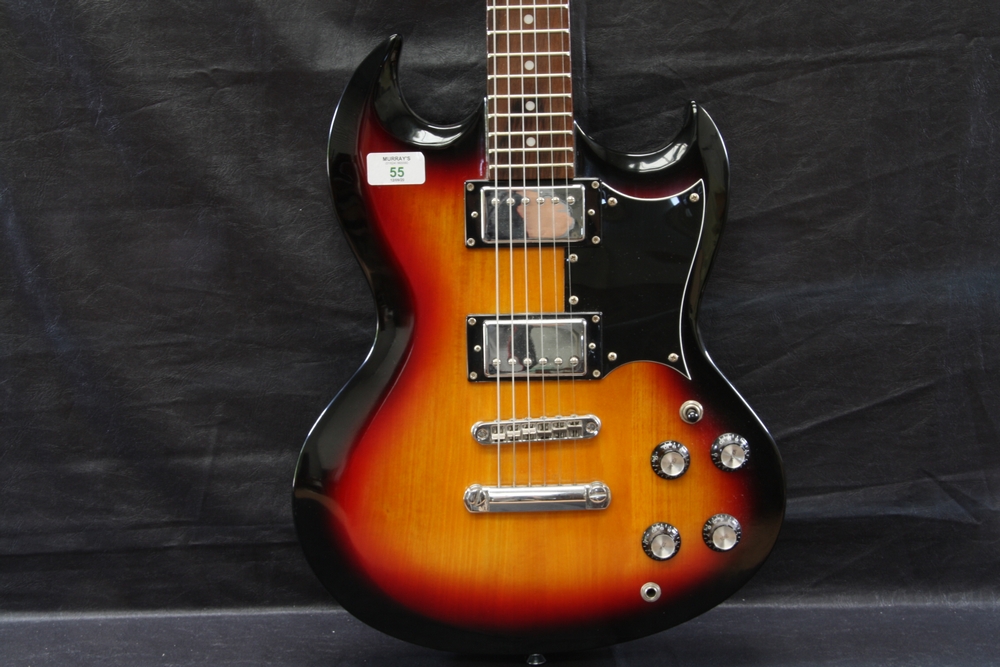 Gould SG style sunburst electric guitar, two humbucker pickups, Tune-o-Matic bridge, three way - Image 3 of 3