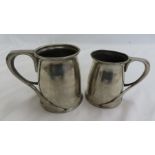 Liberty & Co. Tudric Pewter quart and pint tankards, designed by Oliver Baker, 1902