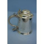 Queen Anne silver pint tankard with dome cover, scroll thumb piece. Exeter 1704. 16 ozt. Ht. 5.75