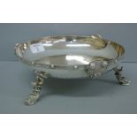 Silver fruit bowl with Norse decoration to border and legs. Birmingham 1953. 22 ozt. Maker A. Bro.