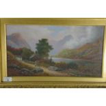C.E. Taylor, 1) Tintern Abbey, 2) Figure on a track, dated 1916, Oils on canvas, Signed, 10 x 18
