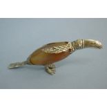 Continental silver and agate toucan, length 4 ins.