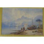 Thomas Charles L. Rowbotham (1823-1875), Castle of Chillon, Lake Geneva, Watercolour, Signed and