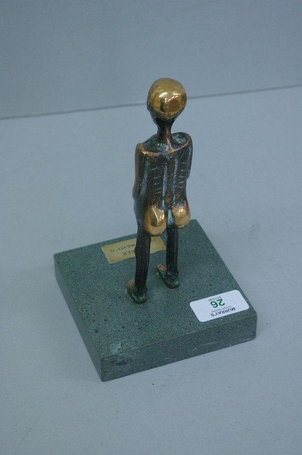 John Mulvey, Hunger, Bronze on green marble base, 1972. Ht. 5 ins. - Image 2 of 2