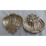 Pair of cast silver dishes in the form of Prince of Wales feathers - London 1969. Maker R Comyns. 18