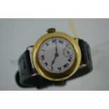 18ct gold gents' Longines wind-up wristwatch with white enamel dial, 16 jewels No. 4305071 (