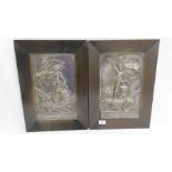 Georg Bommer pair of Arts and Crafts metal plaques 1) Industrie and 2) Handel, impressed mark Gg.