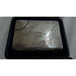 Victorian silver card and note pad case with decoration of flora and feather insetwith twenty