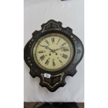 Late Victorian Japy Freres vineyard clock with 12 / 24 hour painted dial, striking on a gong. Ht. 19