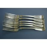 WIV Scottish silver fiddle pattern table forks. Glasgow 1830. 15.5 ozt. Maker W.R.