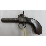 Antique percussion pocket pistol - maker Falle of Jersey - length 6.5 ins.