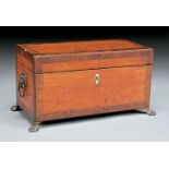 George III Satinwood and Rosewood Banded Tea Caddy , early 19th c., two original lidded interior tea