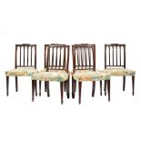 Six American Sheraton-Style Mahogany Side Chairs , fluted tablet crests, square backs with reeded