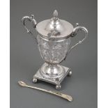 Continental 1st Standard Silver-Mounted Crystal Mustard Pot in the Neoclassical Taste , with